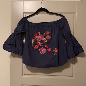 Embroidered Off The Shoulder Top